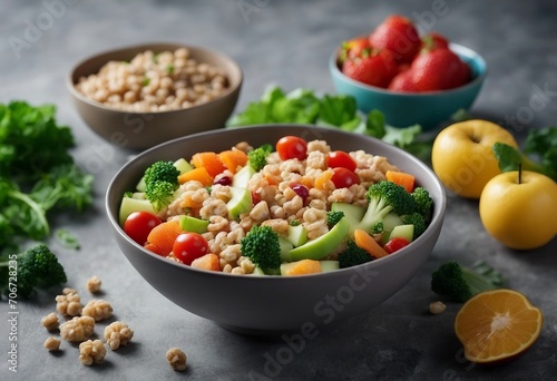 Healthy food clean eating selection Vegetables and fruits in a grey bowl