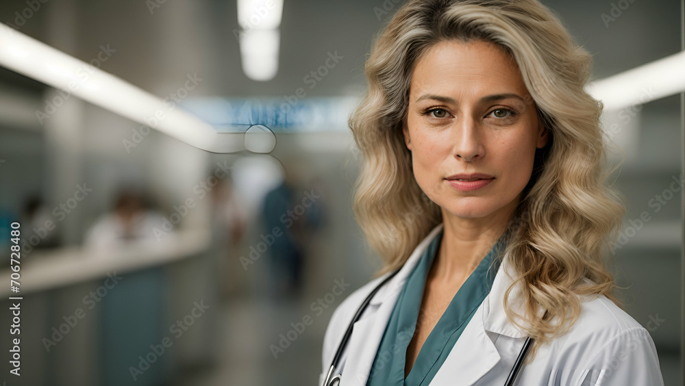 Fototapeta premium portrait of a doctor, female doctor in hospital