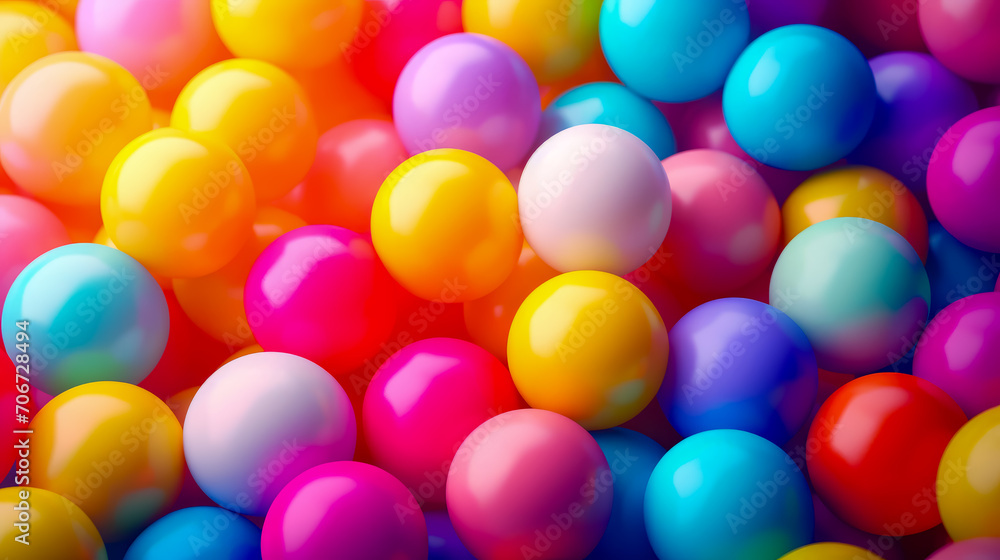 Bunch of colorful balls are in pile together in ball pit. Bunch of colorful balls are in pile together in ball pit.