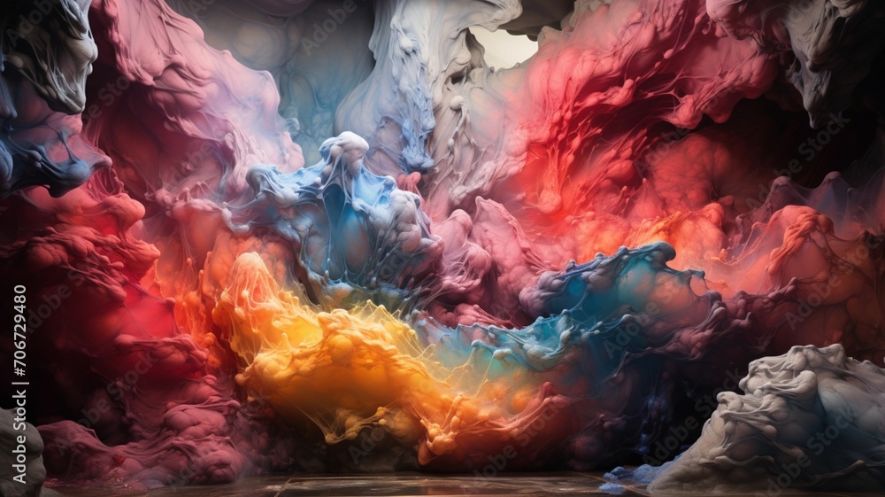 A symphony of colors as a rainbow forms in the mist of a cascading waterfall -Generative Ai