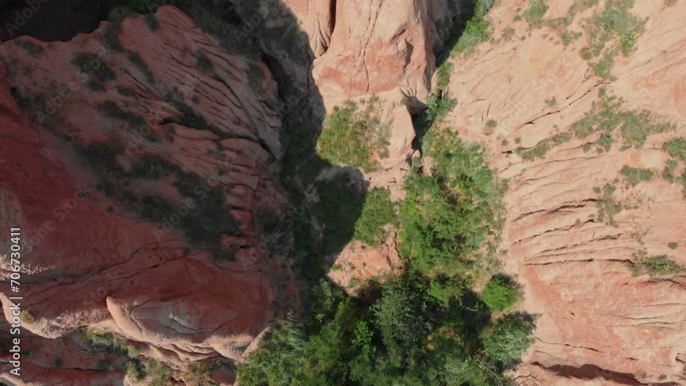 Red Stones, Canyon In Dessert: Aerial View 4k Red Stones, Canyon In Dessert: Aerial View 4k