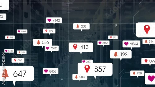 Wallpaper Mural Animation of digital icons and data processing over computer servers Torontodigital.ca