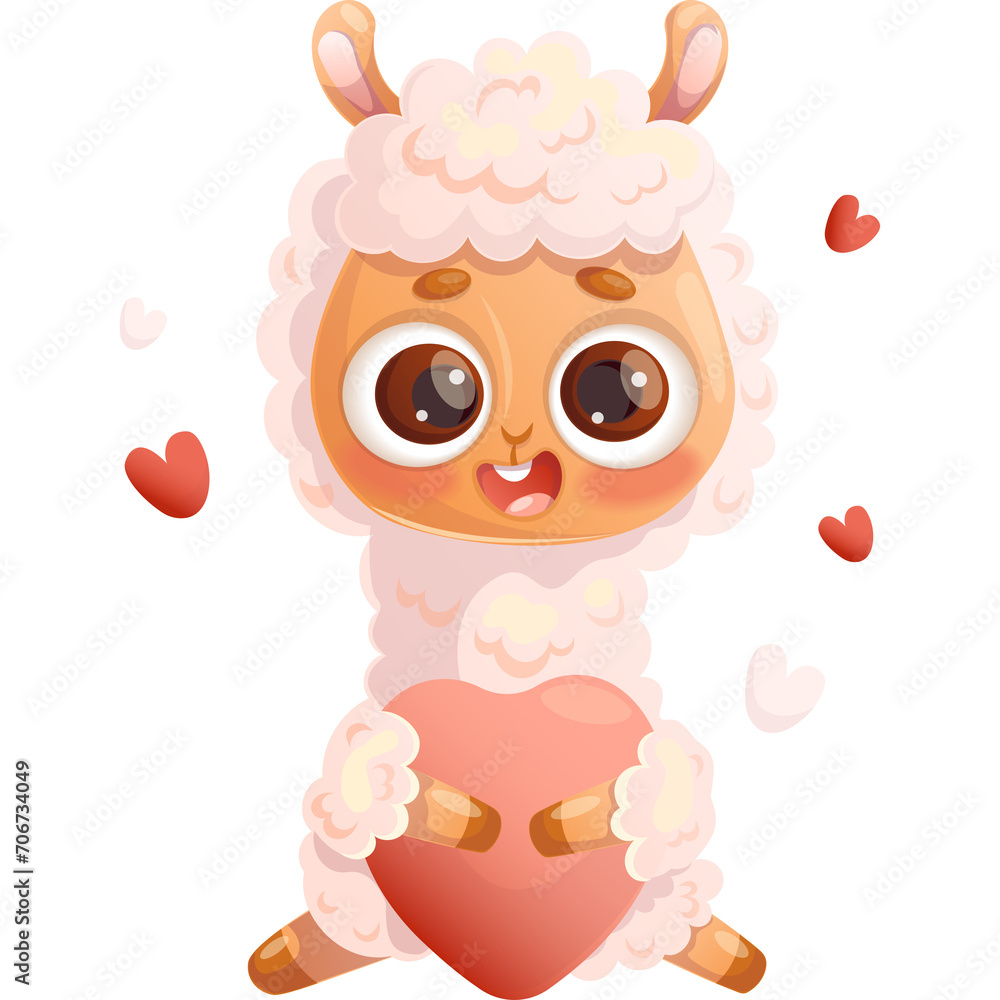 Llama Alpaca  in love with heart