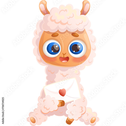 Wallpaper Mural Cute alpaca  with   love letter Torontodigital.ca