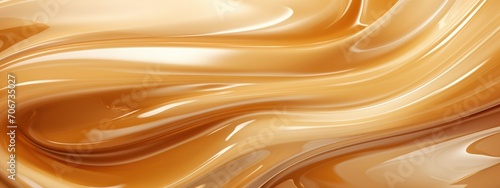 viscous liquid brown caramel, twisted in waves and spirals. horizontal photo, texture, banner, mock-up, isolated photo
