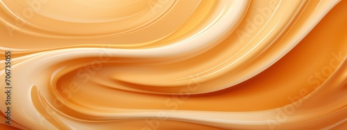 viscous liquid brown caramel, twisted in waves and spirals. horizontal photo, texture, banner, mock-up, isolated