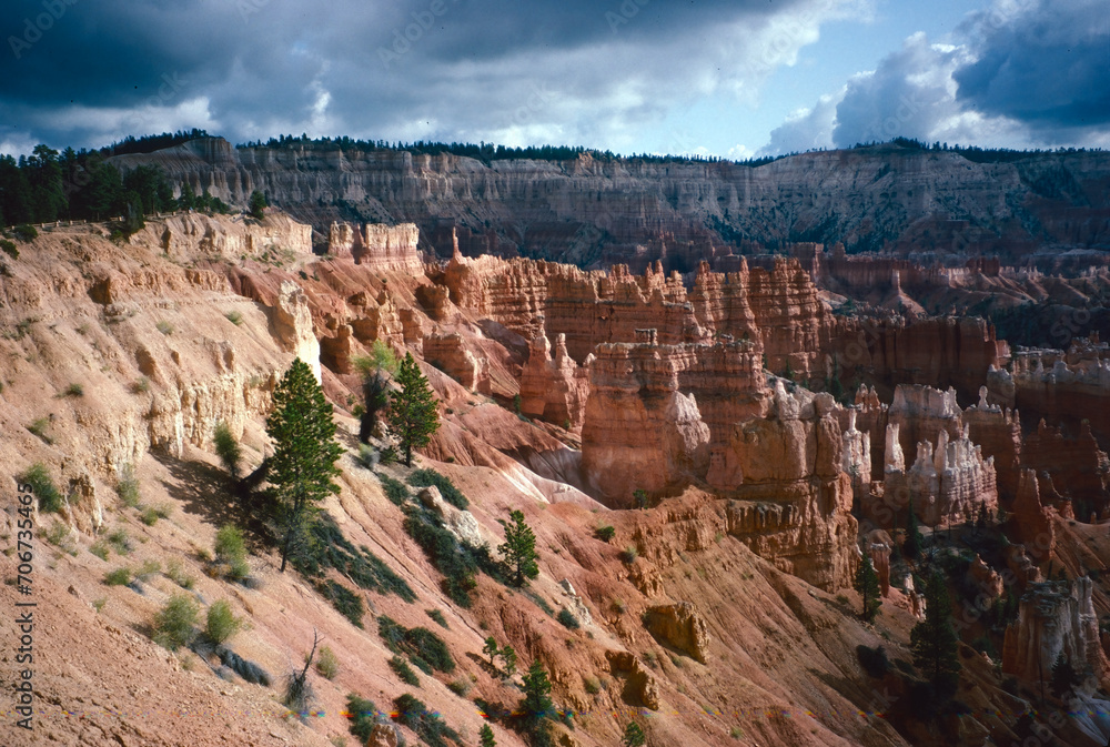 Natural landscape of limestone and sandstone rock formations inside a national parks in utah and arizona in north america in summer Natural landscape of limestone and sandstone rock formations inside a national parks in utah and arizona in north america in summer