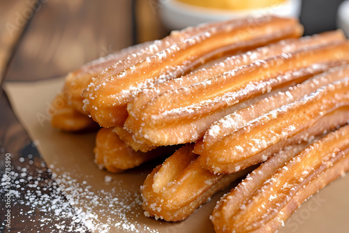 Churros - Popular in Spain and Latin America, churros are deep-fried dough pastries often served with a side of chocolate sauce for dipping