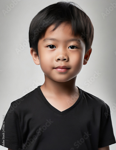 bambino giapponese cinese con maglietta nera Fototapeta