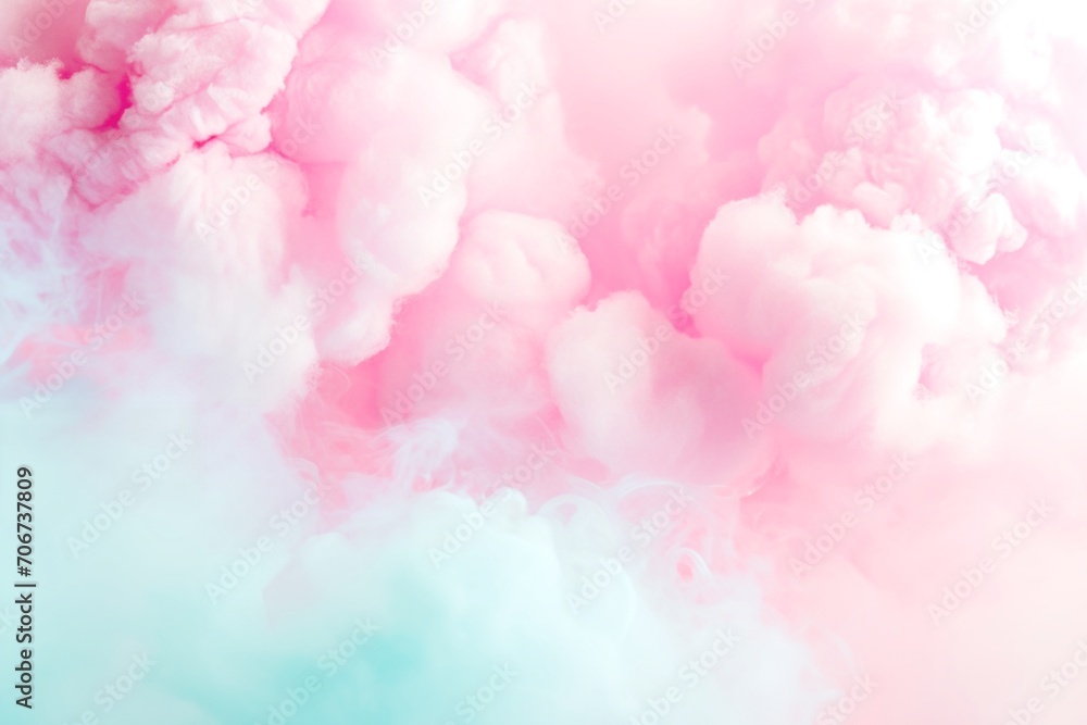 Pink clouds background, sweet cotton candy fluffy texture.
