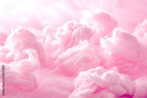 Pink clouds background, sweet cotton candy fluffy texture. © inspiretta