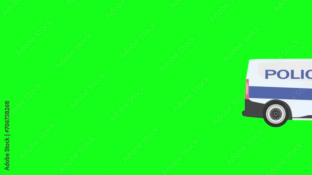 Cartoon flat design Police car running on green screen background, graphic source Cartoon flat design Police car running on green screen background, graphic source