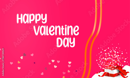 Happy Valentine's Day greeting card with a pink background, suitable as a greeting card to friends, girlfriends or family
