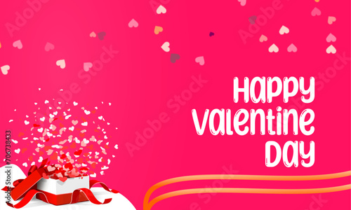Happy Valentine's Day greeting card with a pink background, suitable as a greeting card to friends, girlfriends or family