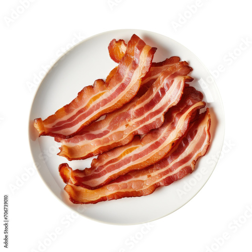 Plate of Bacon Isolated on a Transparent Background 
