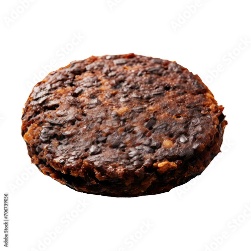 Black Bean Vegetarian Burger Patty Isolated on a Transparent Background  photo