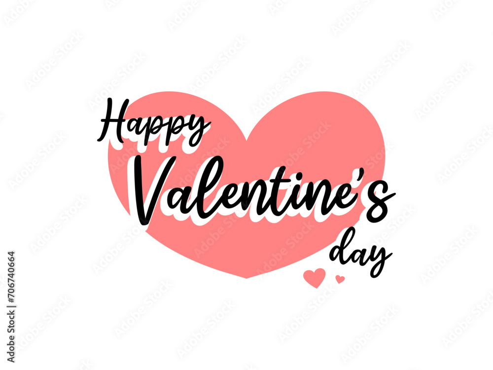Happy Valentine's day vector text element with hearts. Valentines day typography design, background, illustration.