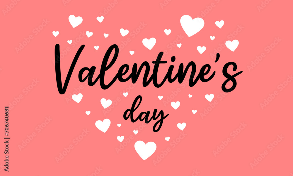 Valentine's day vector text element with hearts. Valentines day typography design, background, illustration.