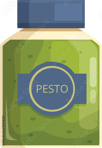 Pesto pot icon cartoon vector. Condiment mixed mug. Spice food