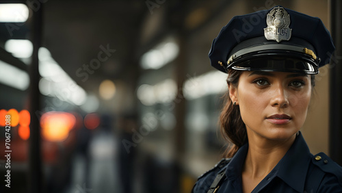 portrait of a police officer, woman working as police officer