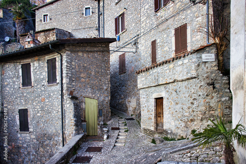 The intriguing streets and narrow alleys of the beautiful medieval city of Narni, (Italy, Terni)