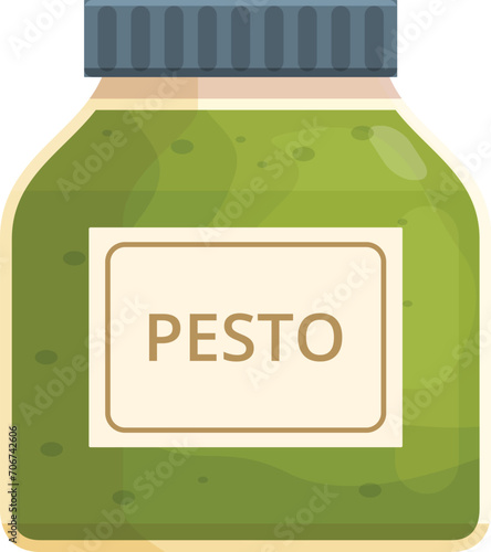 Pesto dish icon cartoon vector. Food aromatic basil. Spice pasta green