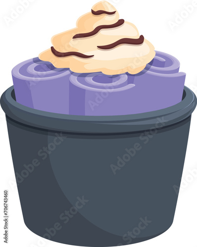 Gourmet ice cream icon cartoon vector. Roll fried food. Asian candy