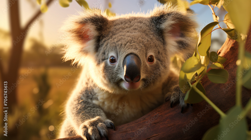 Obraz premium Portrayal of a Wild Koala. Generative AI
