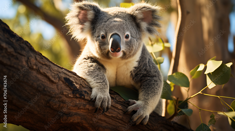 Obraz premium Portrayal of a Wild Koala. Generative AI