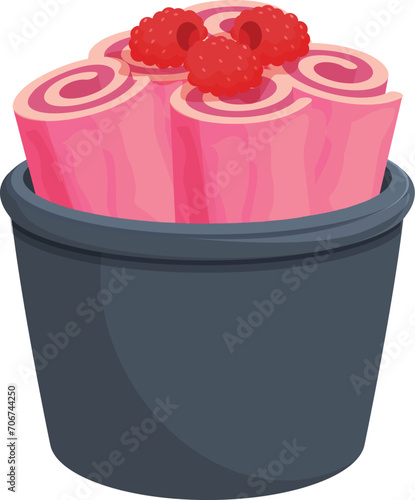 Pink food ice cream icon cartoon vector. Sweet asian food. Dessert gourmet