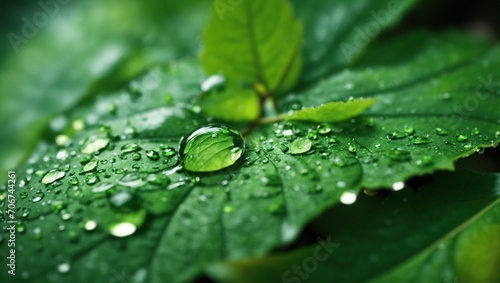 Water Drops on Leaf, Autumn Season, using Generative ai