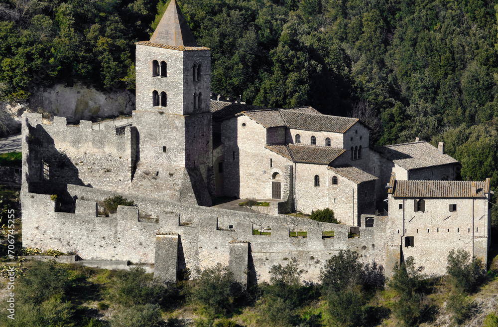 Panoramic view of the Abbey of San Cassiano near Narni (Terni,Italy a Benedictine monastery