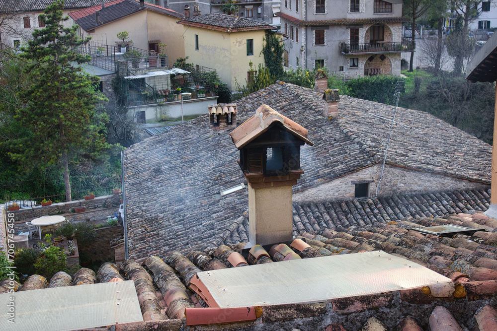 Obraz premium Panoramic view of the beautiful medieval town of Narni, (Italy, Terni)
