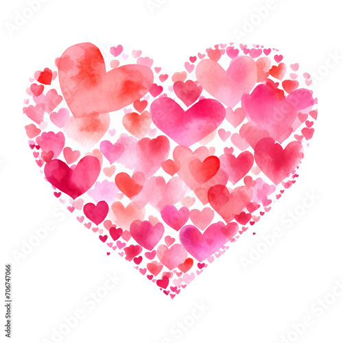 heart made of hearts, watercolor png print, Valentine's day