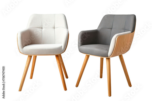 Scandinavian style modern chairs over white transparent background photo