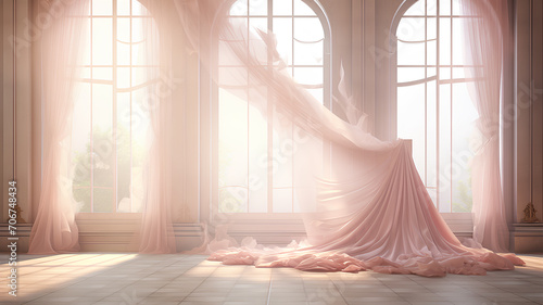 Translucent delicate silk curtains, top in style. Airy style curtains.
