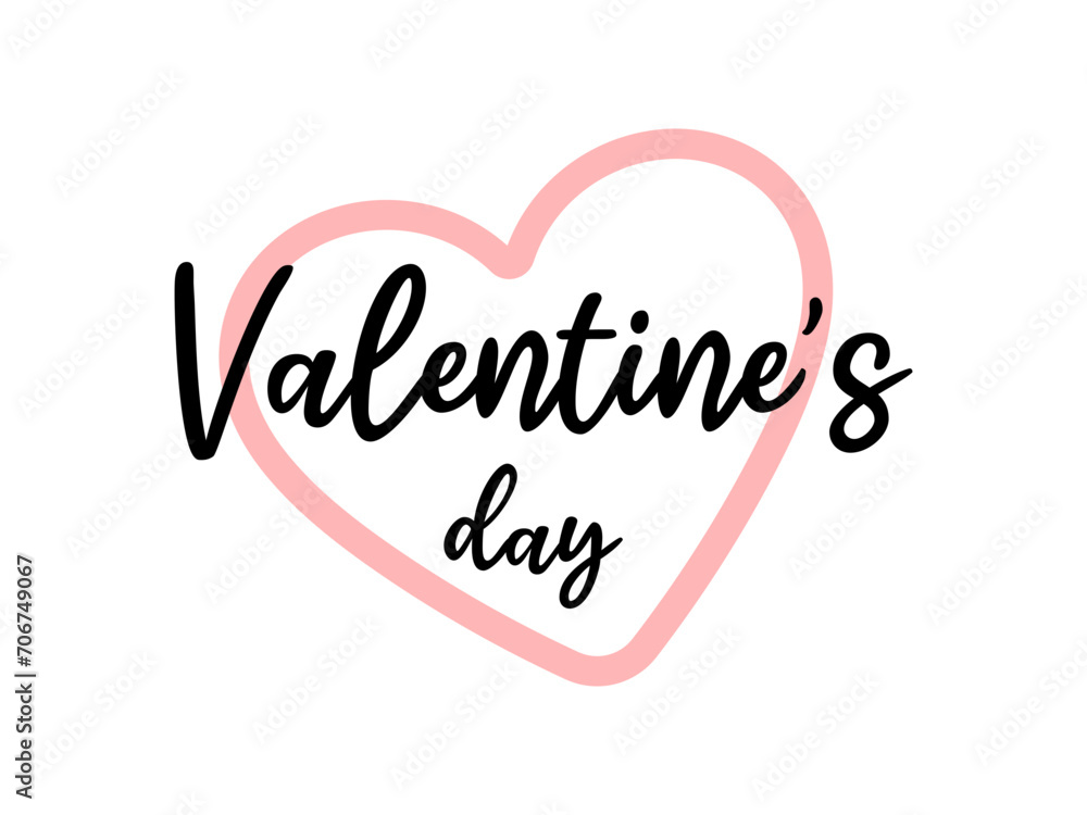 Valentine's day vector text element with heart. Valentines day typography design, background, illustration.
