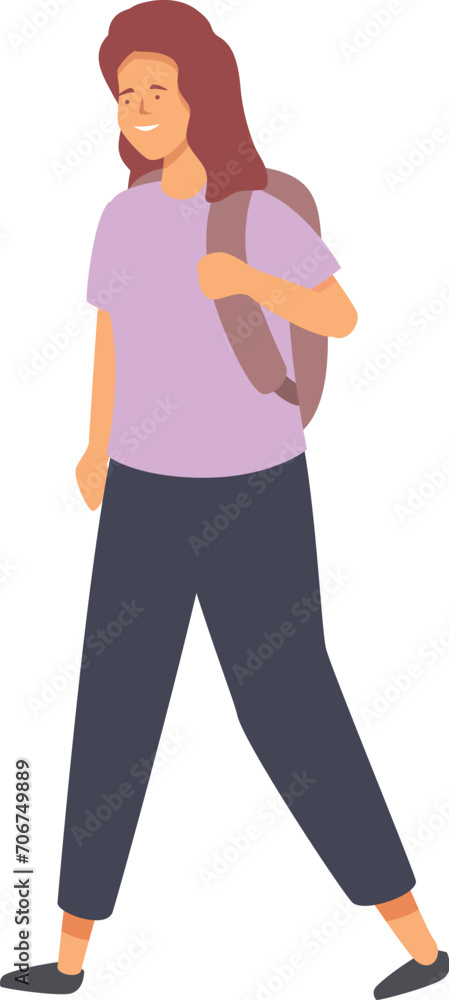 Fototapeta premium School movement girl icon cartoon vector. Forest walk. Active fun