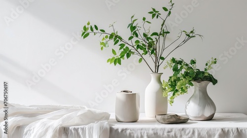 Fundo fotográfico com vaso de planta branco © Dudarte