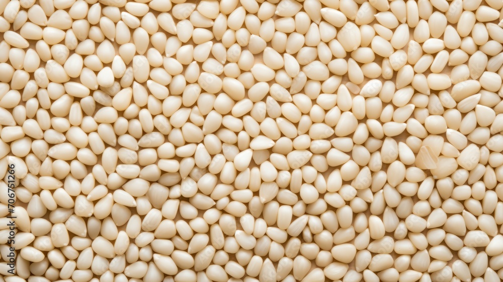 Top view of White sesame seeds. Background texture of raw White sesame seeds. Superfood. Copy space. Banner. Perfect for culinary and food concepts. Top view of White sesame seeds. Background texture of raw White sesame seeds. Superfood. Copy space. Banner. Perfect for culinary and food concepts.