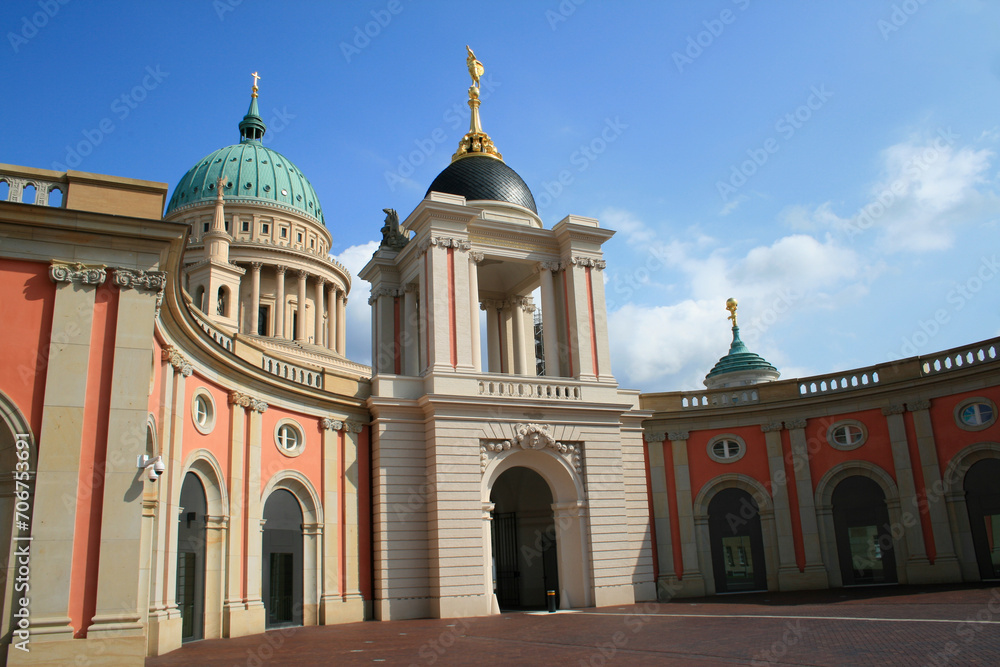 Fortuna Gate at Potsdam City Palace and St. Nicholas Church Fortuna Gate at Potsdam City Palace and St. Nicholas Church