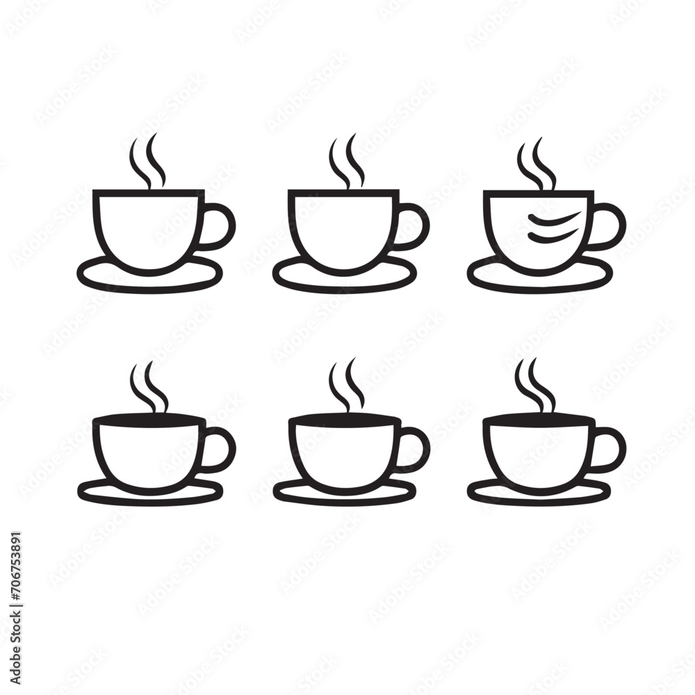 Cups in cartoon, doodle style. Isolated 2d vector illustration in logo, icon, sketch style, Eps 10, black and white. AI Generative