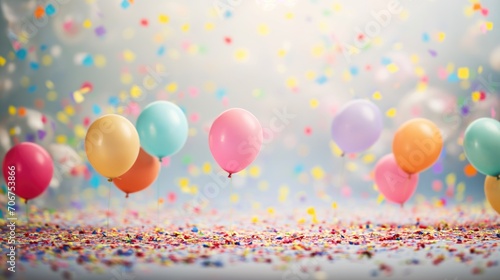 colorful balloons and confetti