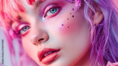 portrait of a woman with pink makeup