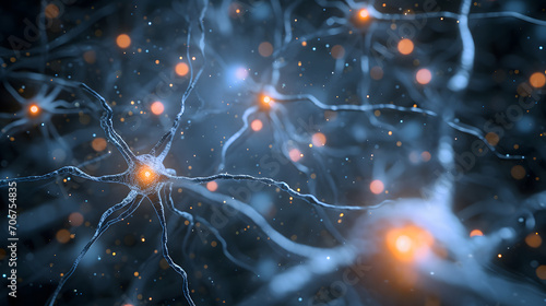 A Closeup Illustration of Synapses: Illuminating Cognitive Connections, AI Generative