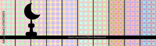 set of islamic pastel geometric pattern background photo