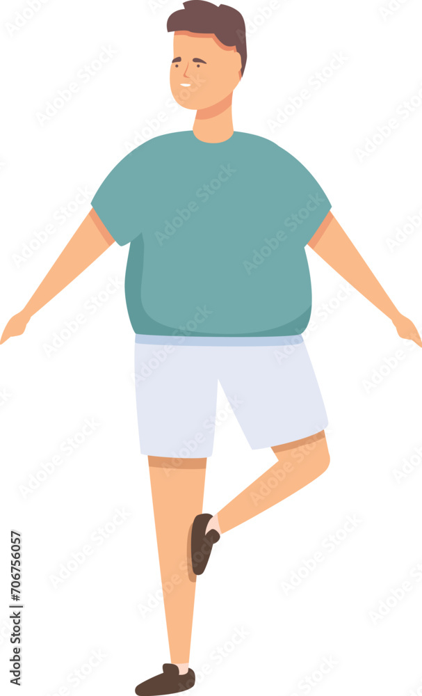Fat man workout exercise icon cartoon vector. Gym condition. Machine spring jog Fat man workout exercise icon cartoon vector. Gym condition. Machine spring jog