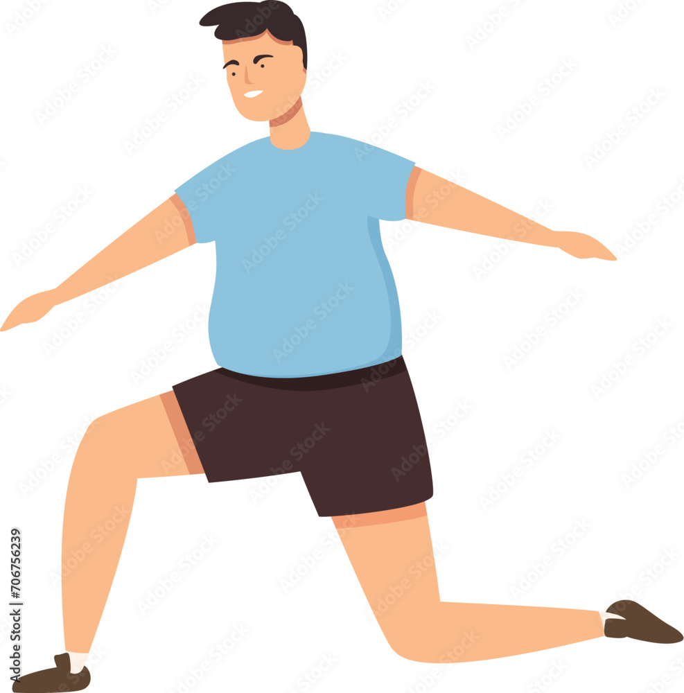 Fat man gym instructor icon cartoon vector. Unwell spring jog. Loss view Fat man gym instructor icon cartoon vector. Unwell spring jog. Loss view