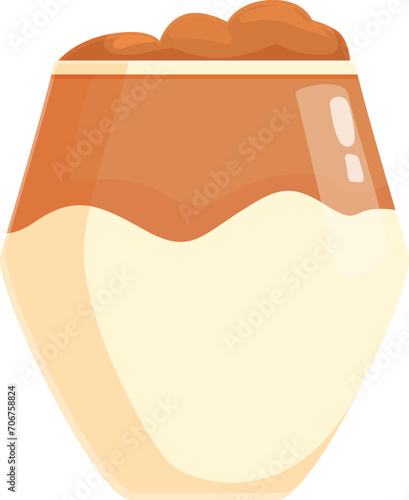 Dalgona coffee icon cartoon vector. Ice cocktail. Glass drink latte