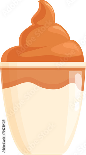 Glass drink dalgona icon cartoon vector. Cafeteria dessert. Trendy mocha
